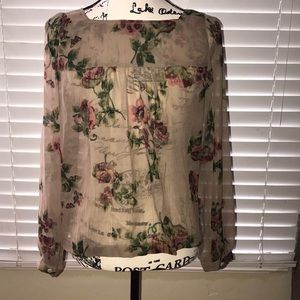 Jessica Simpson sheer foral top size S